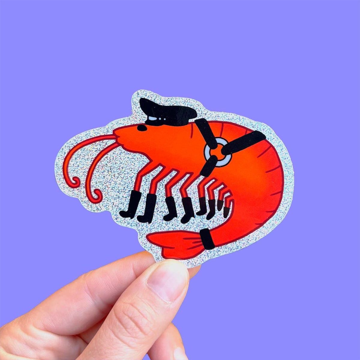 Shrimp Daddy Glitter Vinyl Sticker