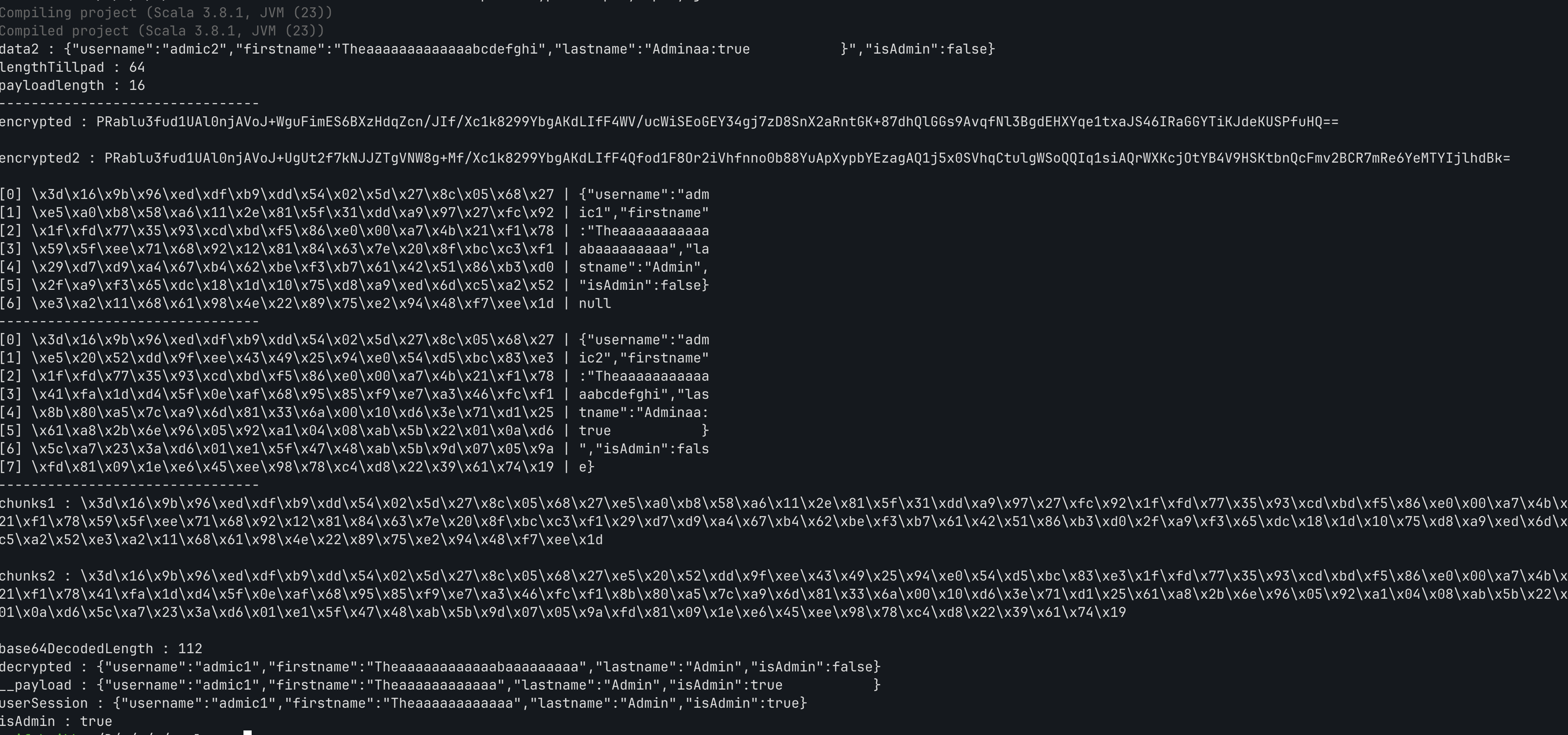 Showing padding script