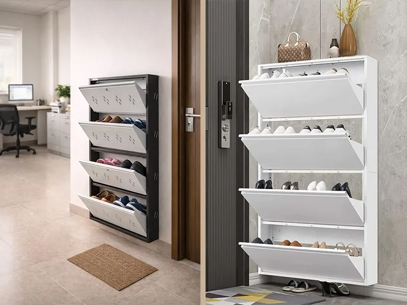 Metal shoe rack shoe den installation Hyderabad — KVJ Services