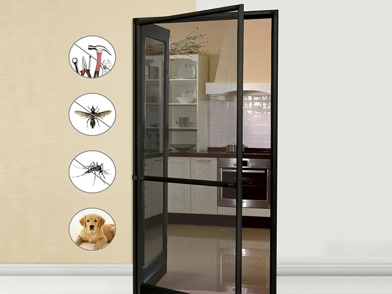 Mosquito net pleated aluminium velcro window door installation Hyderabad — KVJ Services