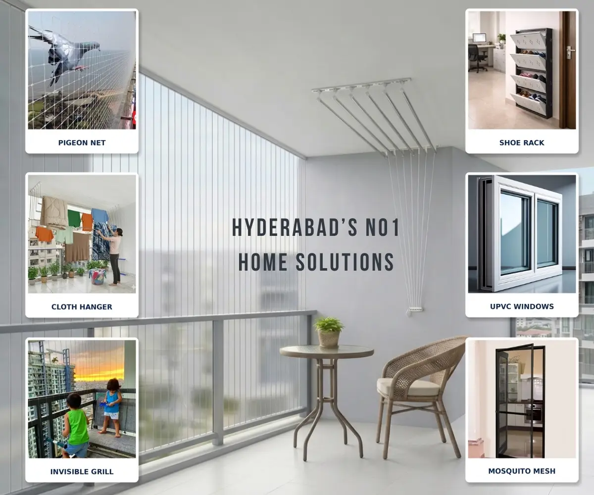 Ceiling cloth hanger pulley installation Hyderabad balcony — KVJ Services