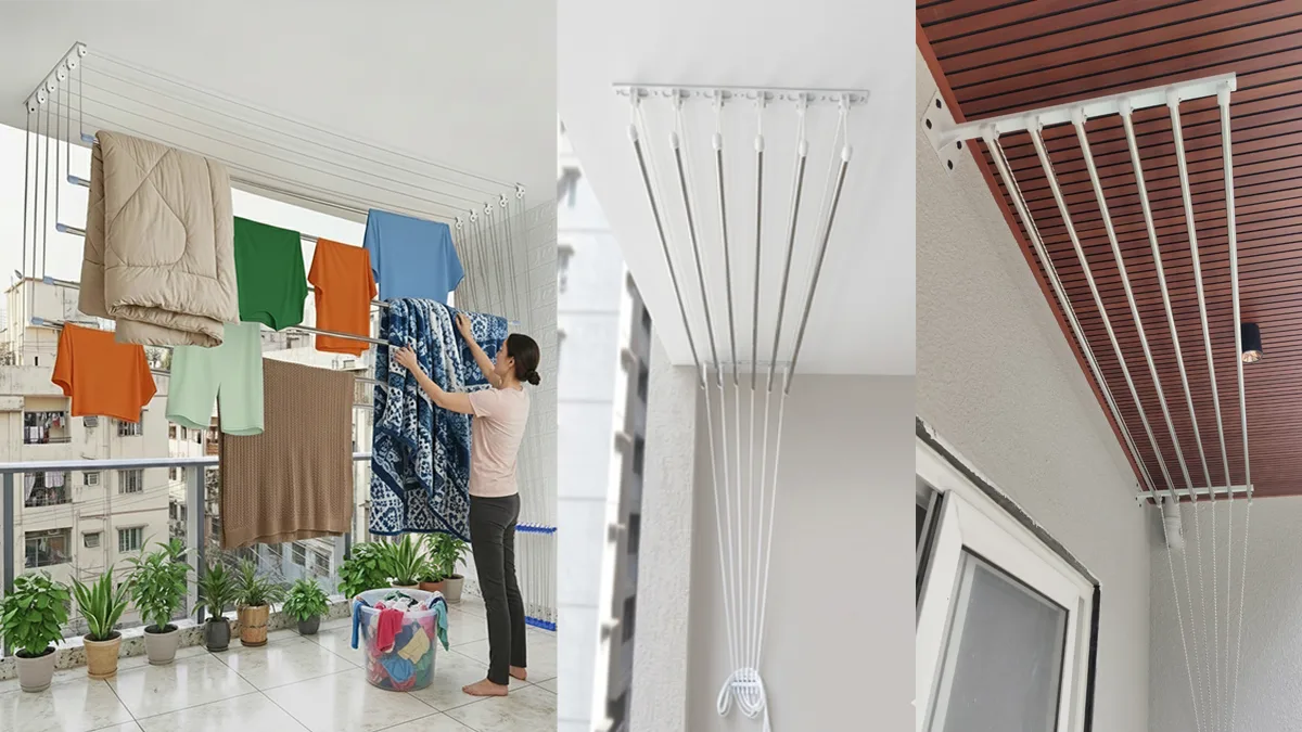 Ceiling cloth hanger pulley installation Hyderabad balcony — KVJ Services