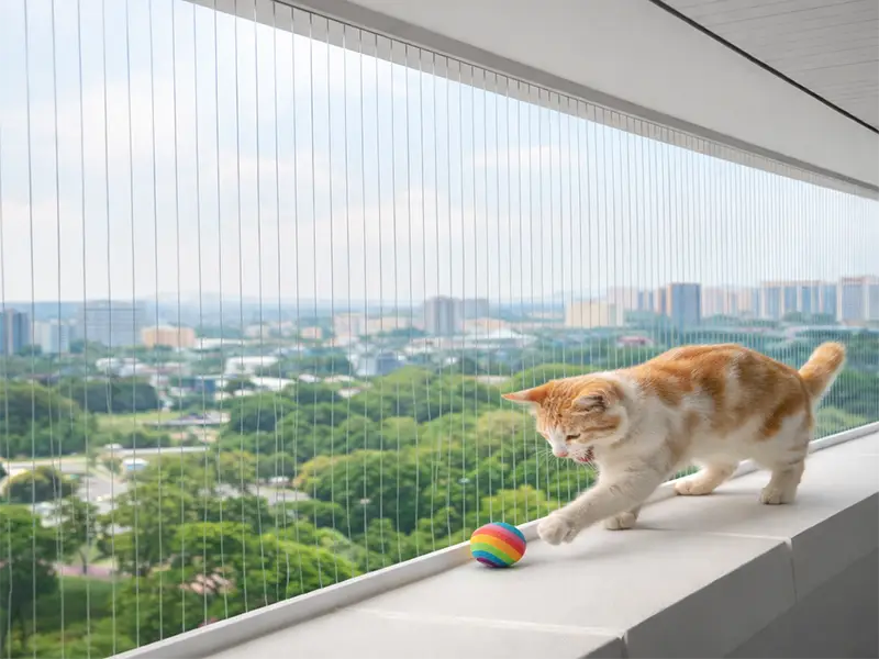 Pet safety invisible grill balcony Hyderabad — KVJ Services