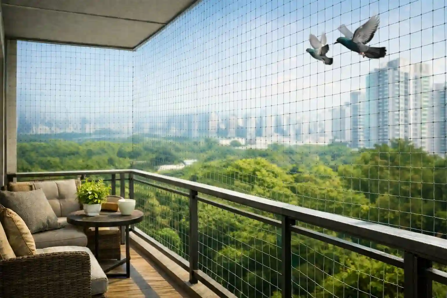 Pigeon net installation for balcony in Hyderabad — KVJ Services