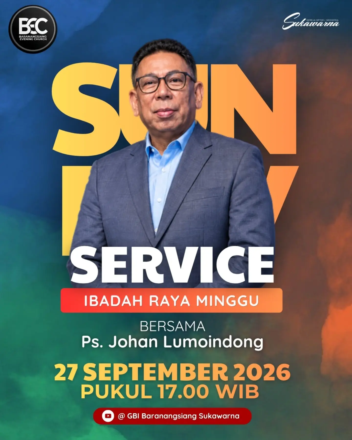 26 September 2026 — Khotbah oleh Pelayan Firman, Undangan Ibadah Minggu