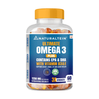 NATURALTEIN Omega-3 Fish Oil 1250mg Triple Strength Softgels | 450mg EPA & 300mg DHA With Vitamin D3 and E