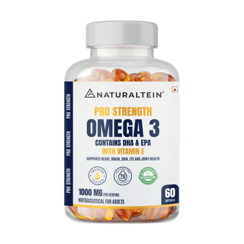 Naturaltein Pro Strength Omega 3 Fish Oil 1000mg with Vitamin E | 180mg EPA & 120mg DHA