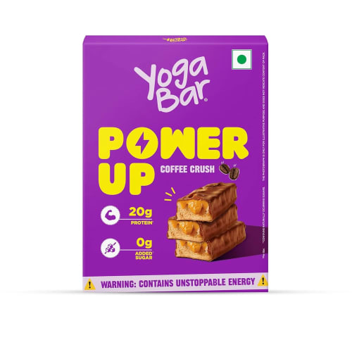 Yogabar Power Up 20g Protein Bar (5 Bars, Coffee Rush, No Added Sugar) 