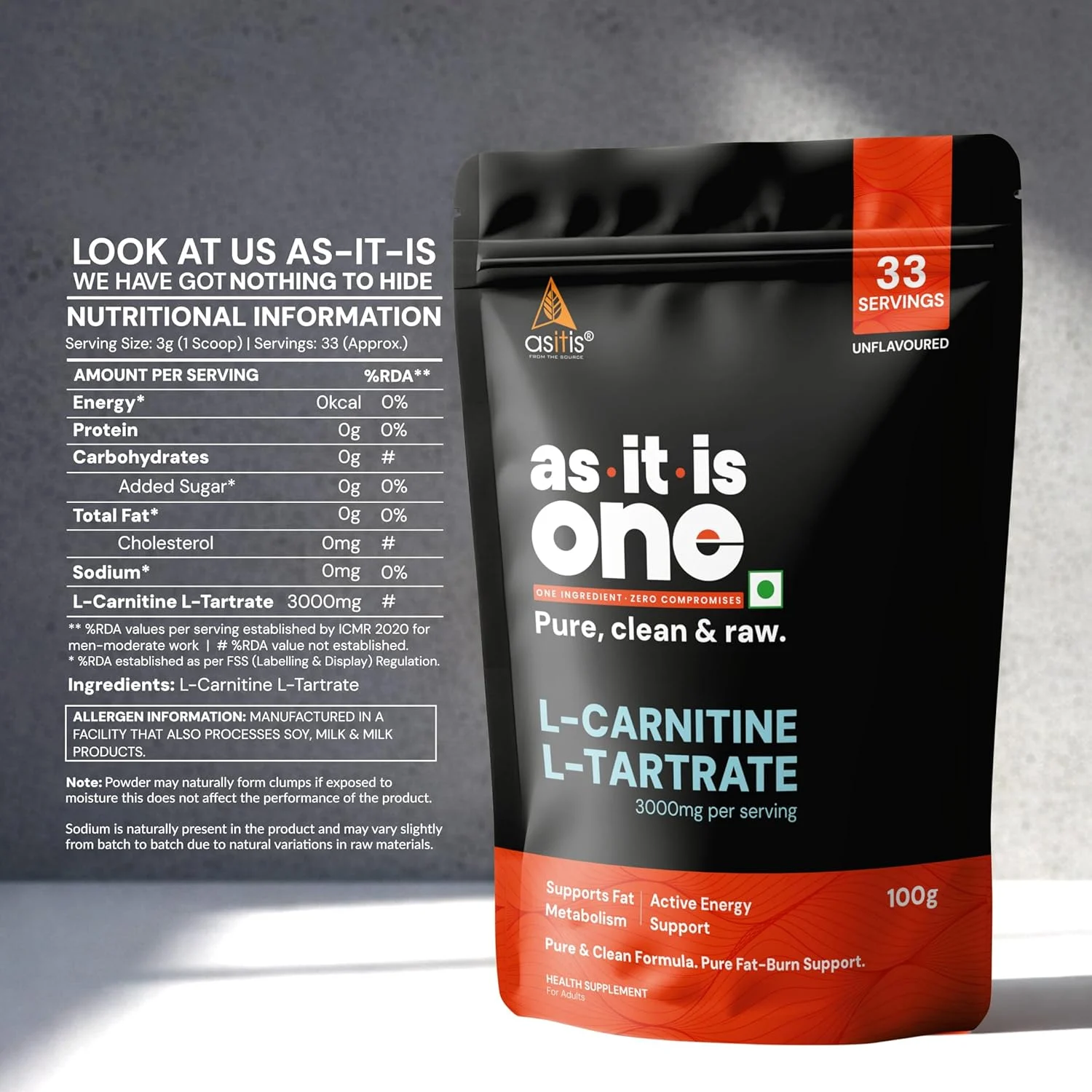 asitis l carnitine Buy AS-IT-IS One L Tartrate - 100g - Supports Fat Metabolism & Energy Production in Nepal | Best Price | AS-IT-IS Nutrition – Supplyment Nepal Size:2X niacinamide for skin glutathione iv therapy for Tone Advanced L