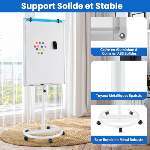 Vue 4 de Goplus Tableau Blanc Mobile