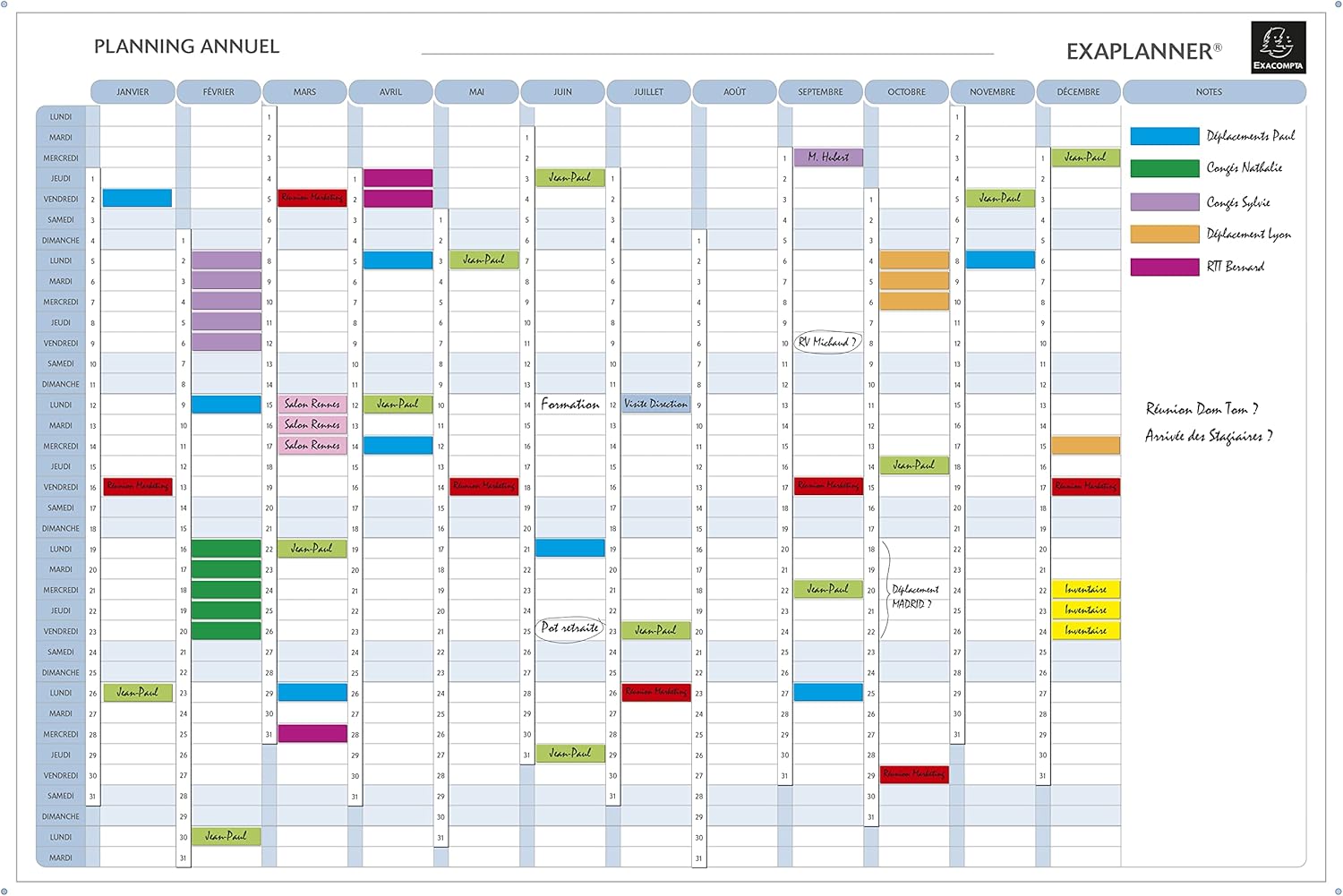 Exacompta Planning Annuel Magnetique