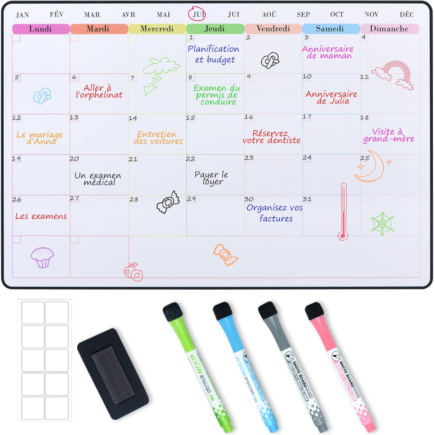 Poprun Calendrier Magnetique Tableau