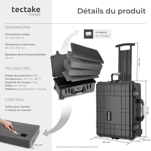 Vue 6 de Tectake Valise Roulettes