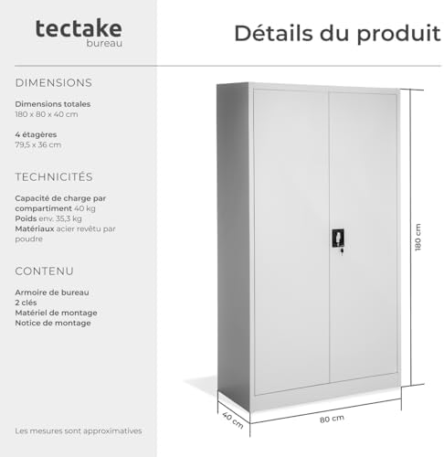 Vue 3 de Tectake Armoire De Bureau
