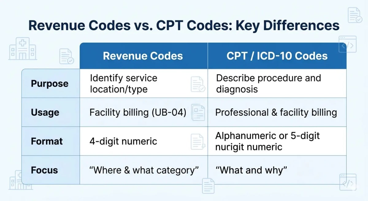 Revenue Codes vs. CPT Codes Key Differences