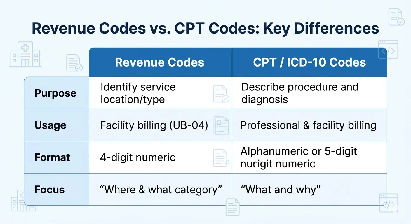 Revenue Codes vs. CPT Codes Key Differences