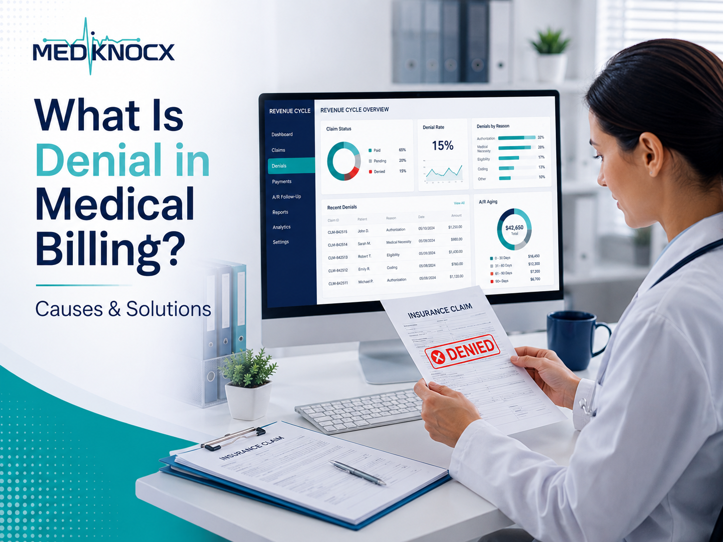 What Is Denial in Medical Billing? Healthcare provider reviewing a denied medical insurance claim during the billing process