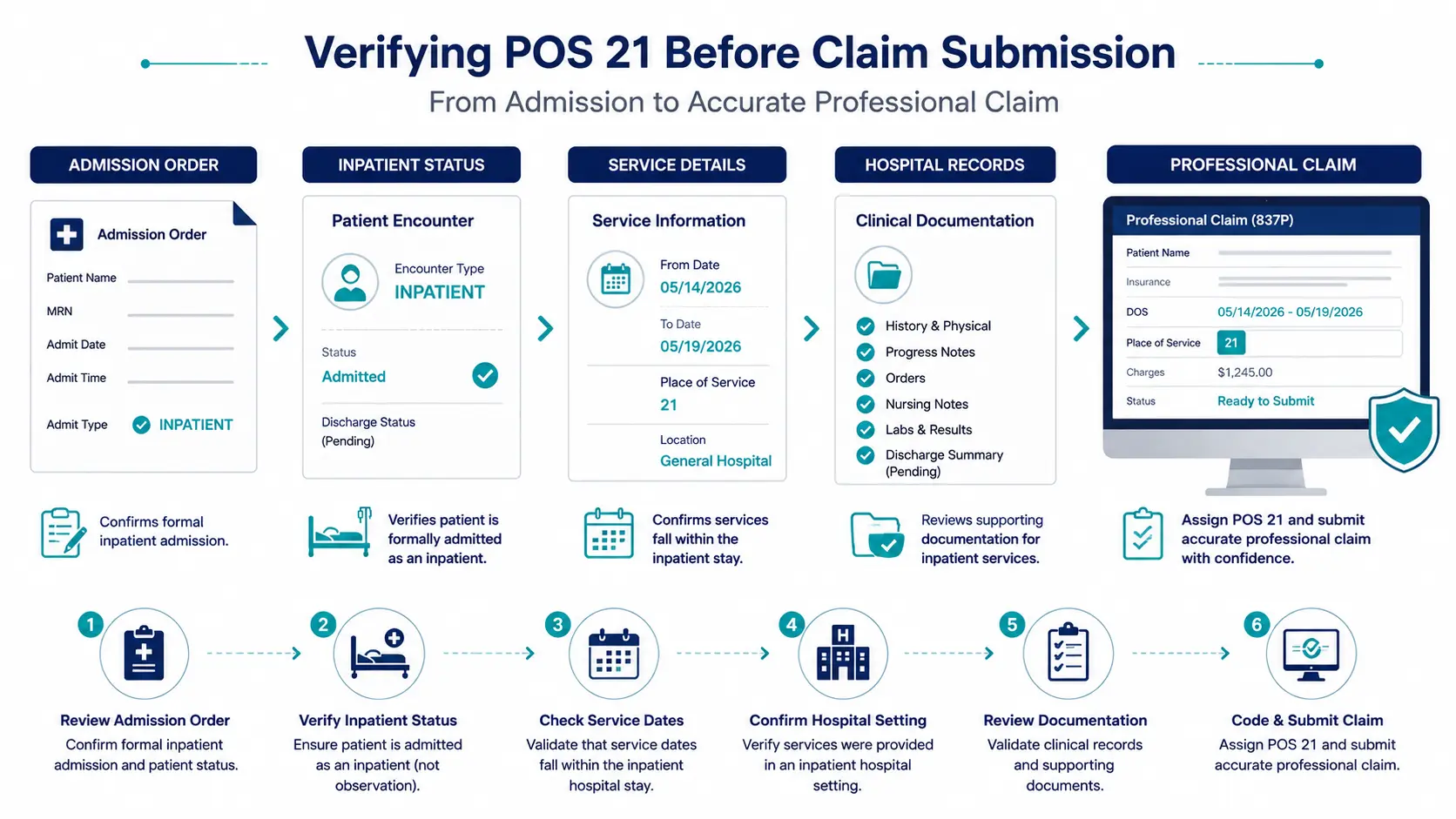 Comparison of POS 21 inpatient hospital, POS 22 on campus outpatient hospital, and POS 23 emergency room