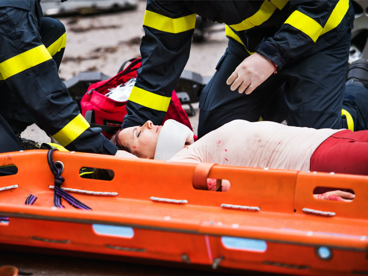 Woman being treated after car wreck