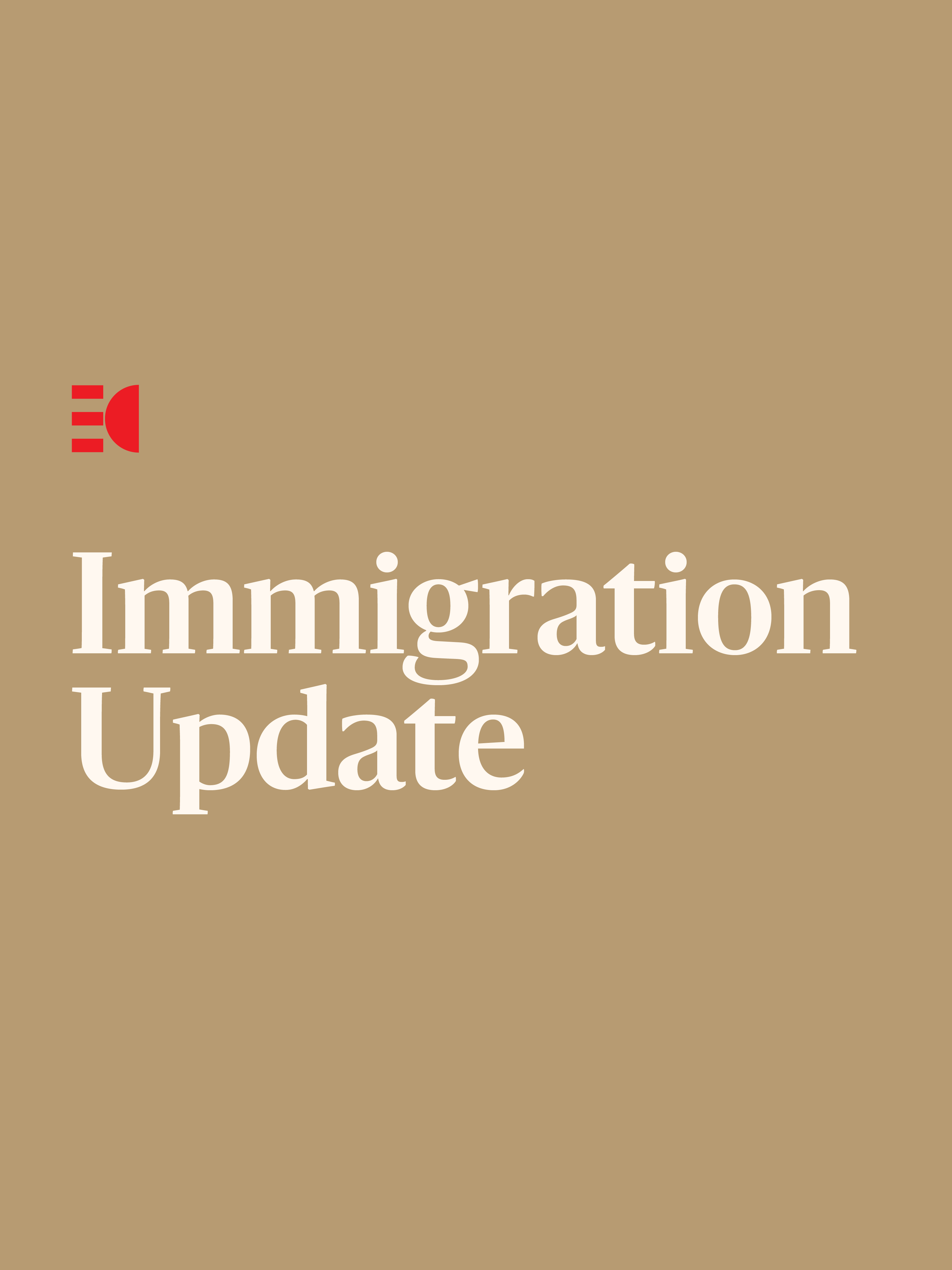 Abstract graphic with text: Immigration Update