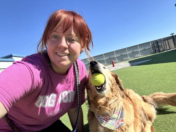Fetch team member with dog