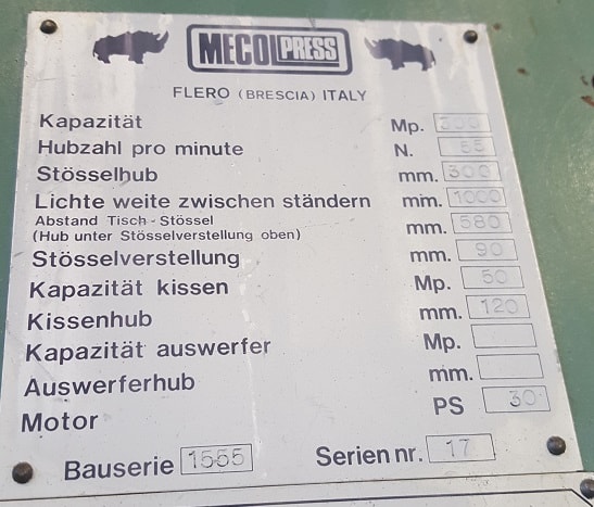 MECOLPRESS SEO 3 - 300 ton Mekanik Otomatik Pres - Sıcak Dövme Presleri - Pirinç Alüminyum - 2