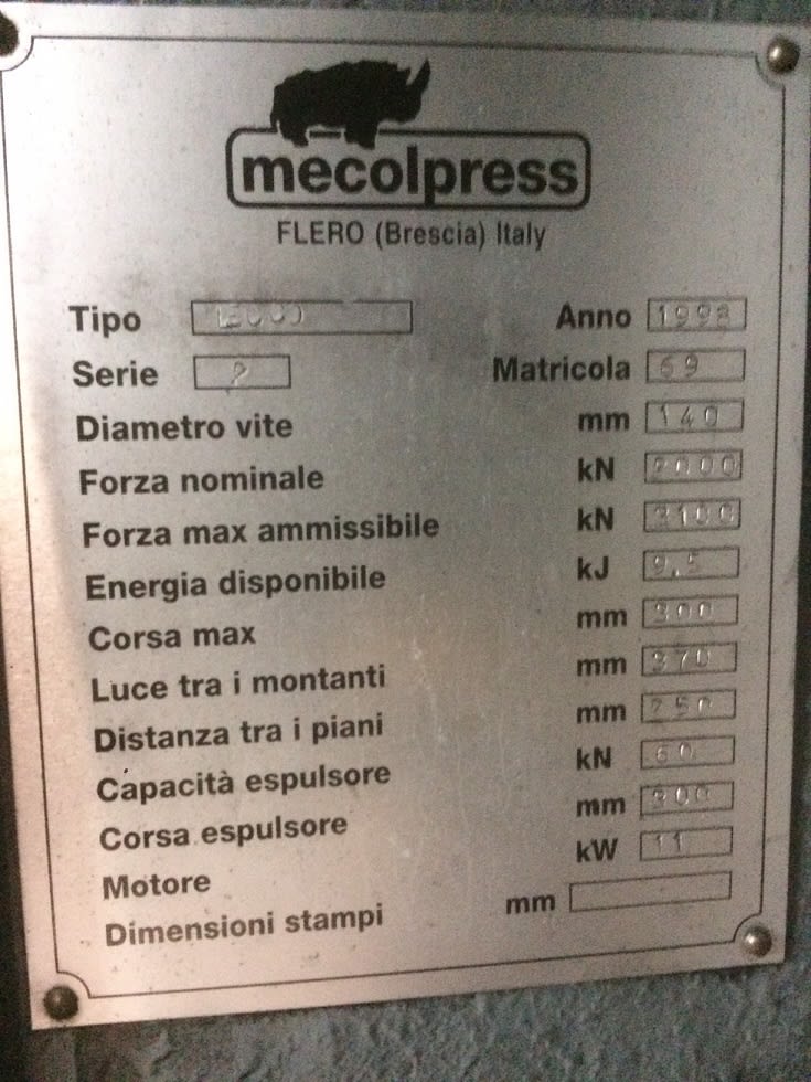 FPM Mecolpress Lecco 140 - 200 ton Screw Press - Screw Press - 2