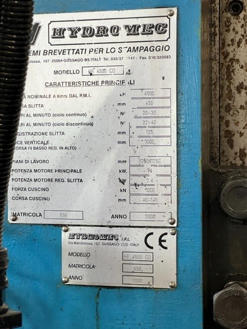 Hydromec HF 4500 CD 2017 Completely Overhauled as New - Brass Hot Forging Press - 11