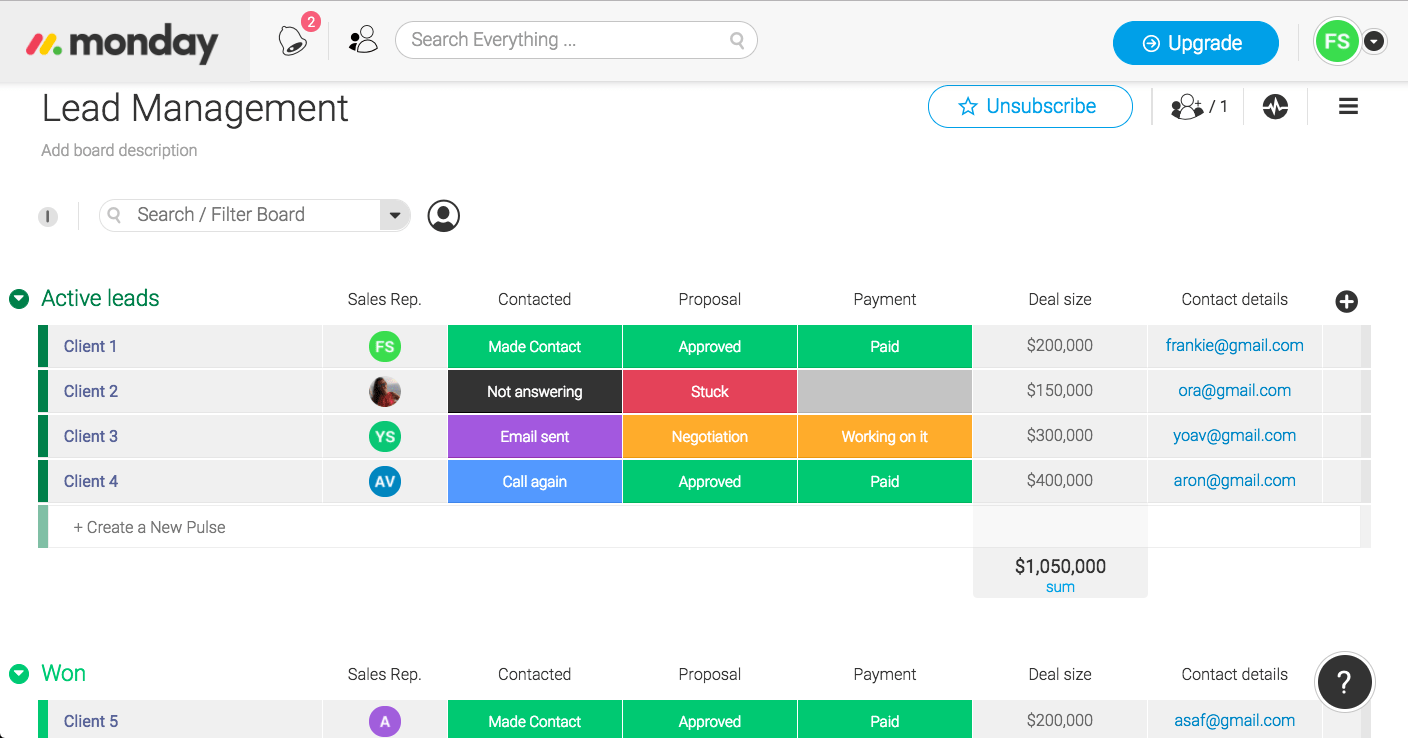 Lead tracking