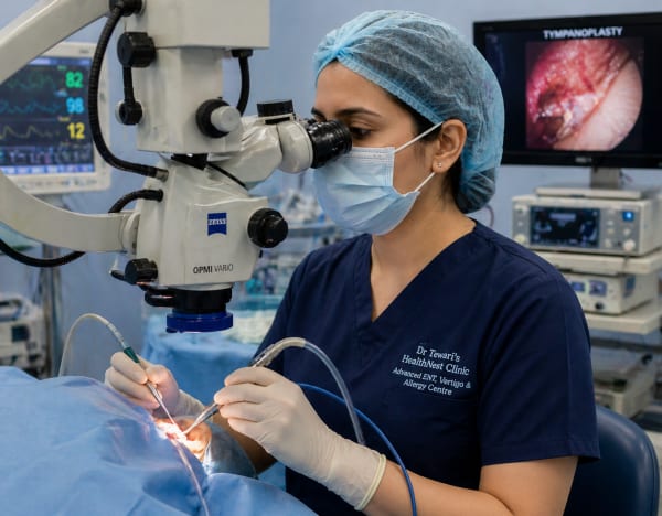Dr. Akansha Tewari performing a clinical procedure