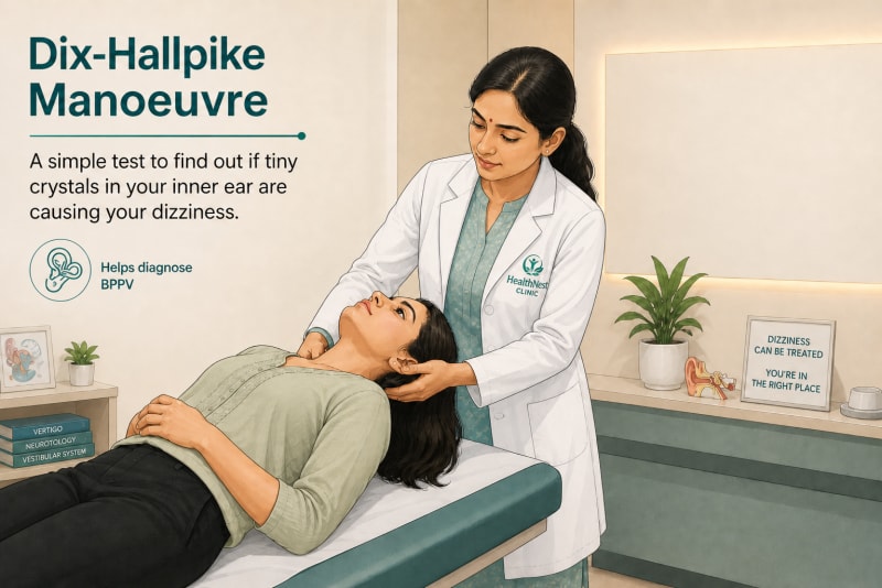 Dix-Hallpike manoeuvre for BPPV diagnosis - vertigo specialist HealthNest Clinic Lucknow Dr Akansha Tewari