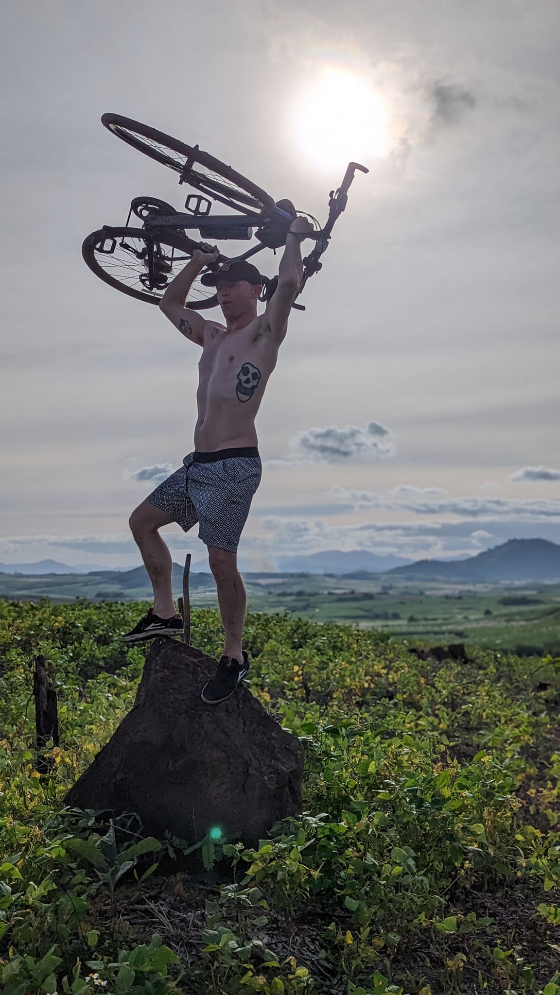 Nick Hoisting the Bike