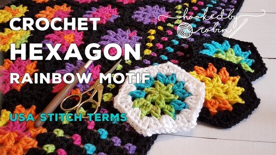 Create your own Crochet Rainbow Hexagon Motif Blanket