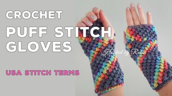 Create your own Puff Stitch Fingerless Gloves