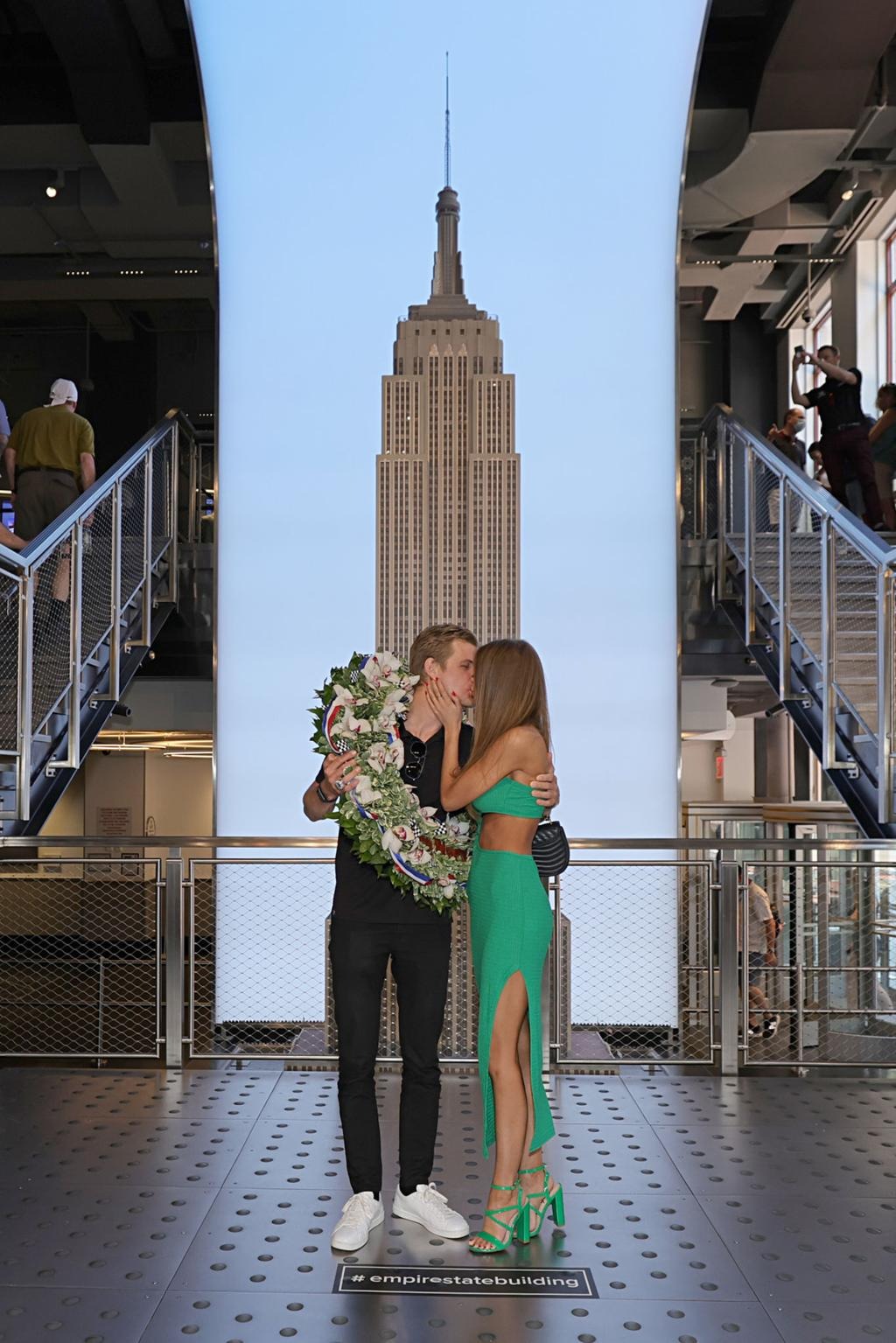 Angela Nikolau and Ivan Beerkus get engaged on top of the Empire State Building before being arrested