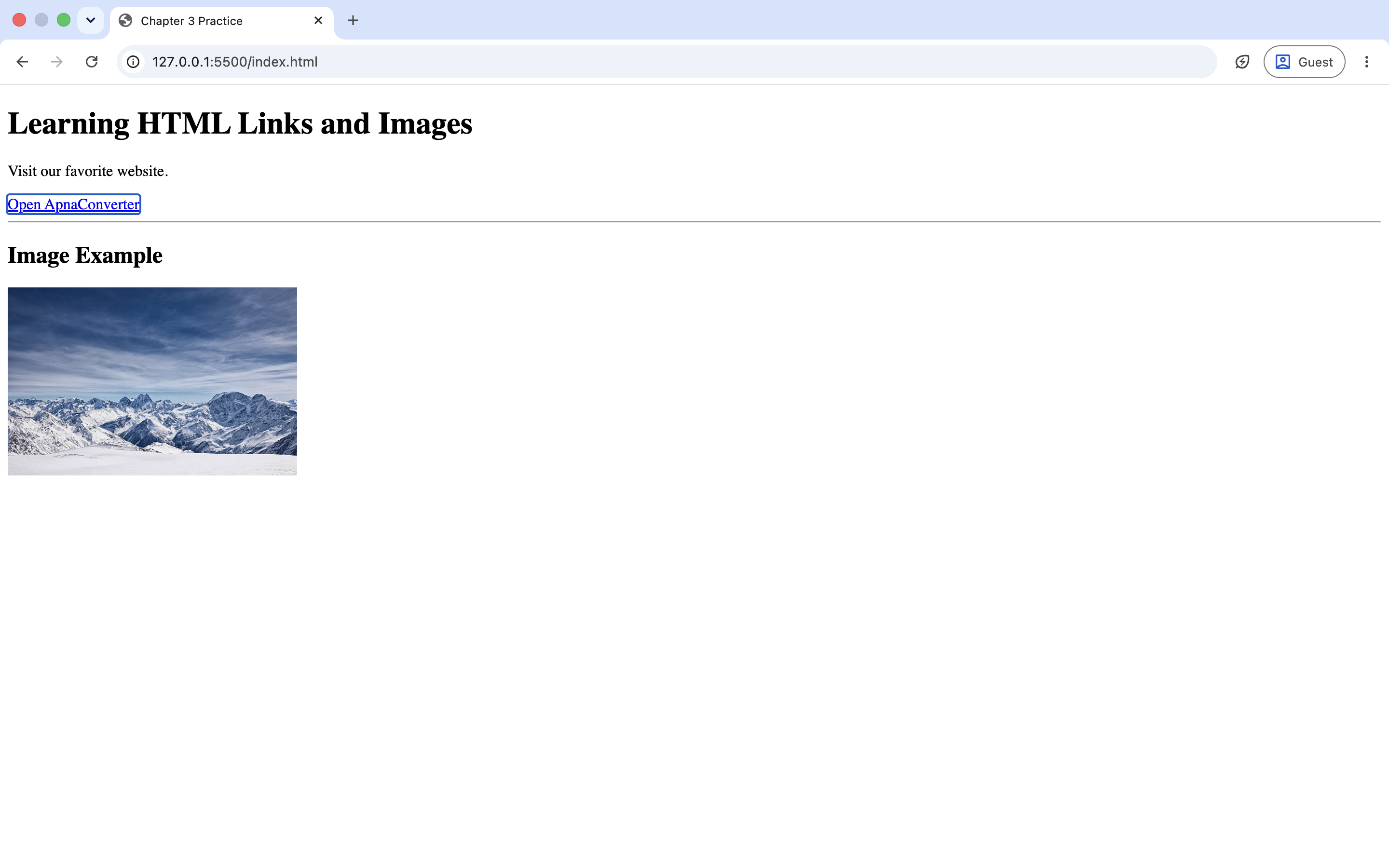 HTML Link and Image Example