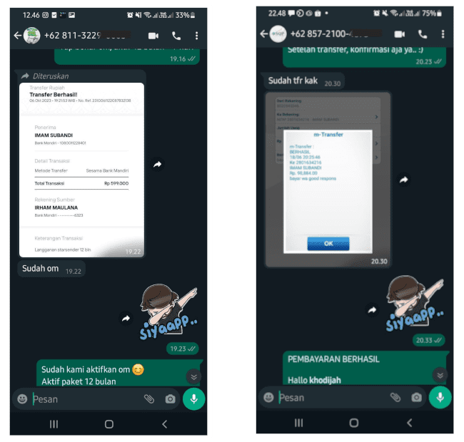 testimonial bukti transfer pelanggan