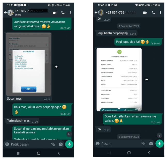testimonial bukti transfer pelanggan