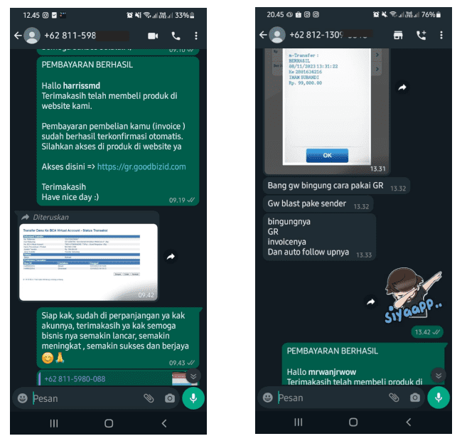 testimonial bukti transfer pelanggan