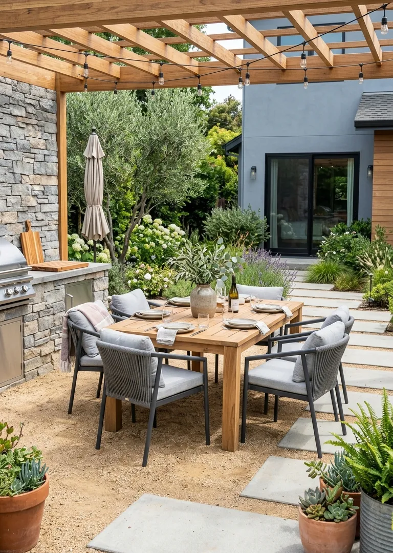 backyard patio contemporary rustic style