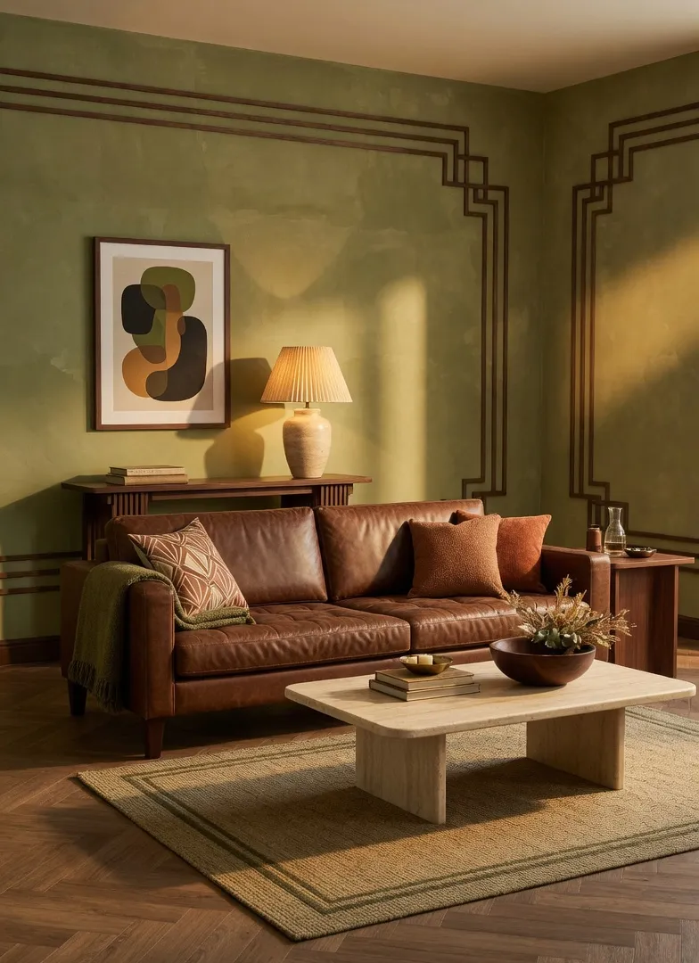 Olive & Tobacco Warm Minimalist Art Deco Styling