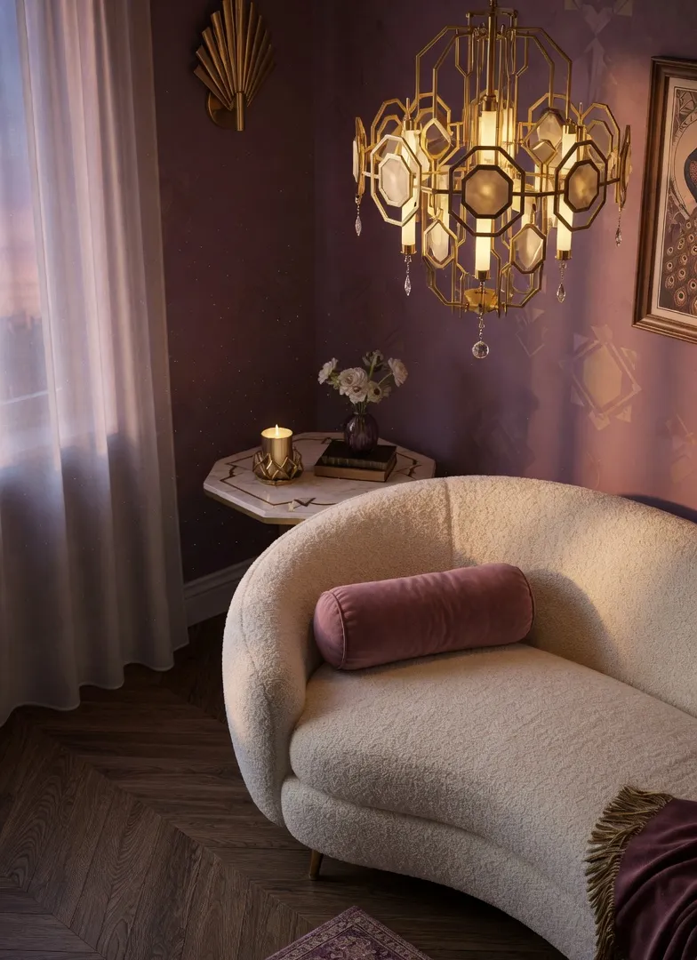 Dusty Plum & Warm Gold Elegant Small Room Decor Ideas