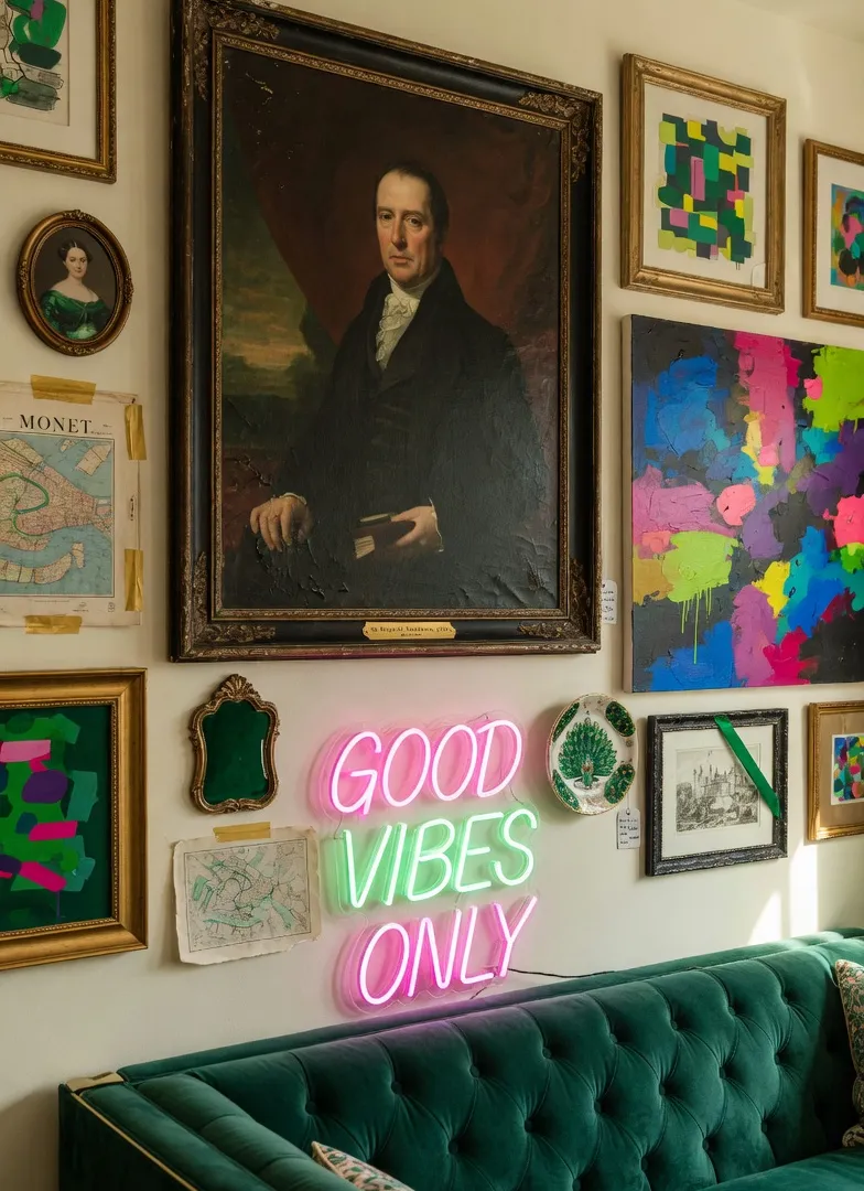 Funky Eclectic Decor An old portrait with a modern twist