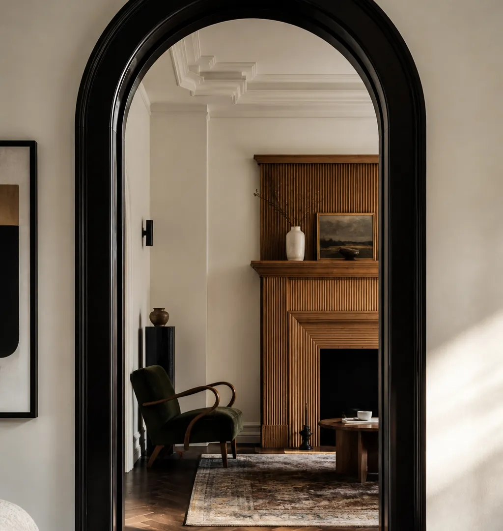 Arched Doorways with High-Contrast Trim Art Deco
