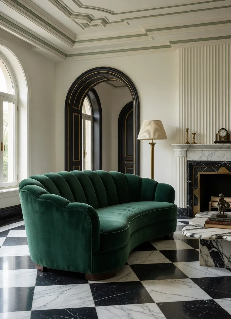 The Scalloped Velvet Sofa