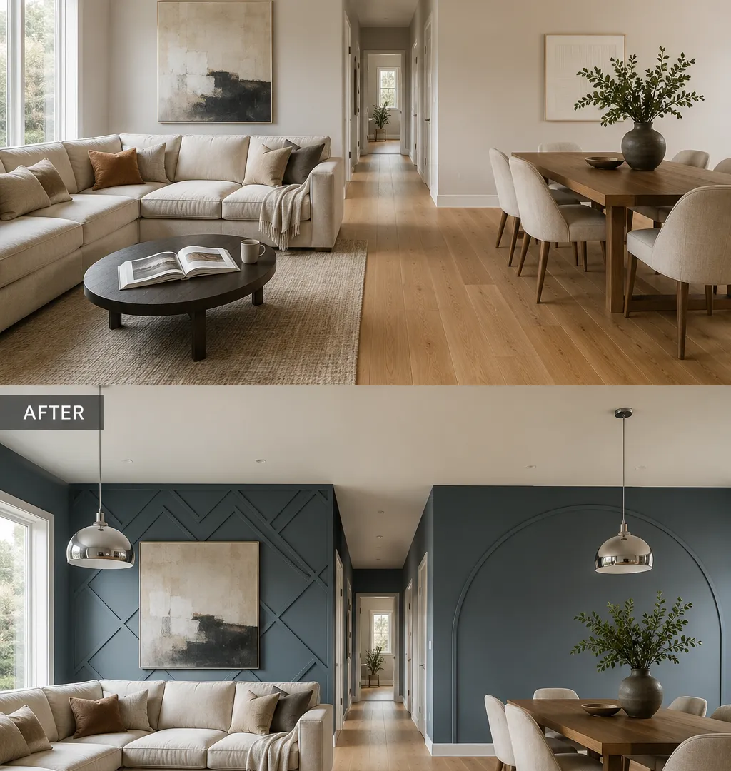 open-plan living and dining room
