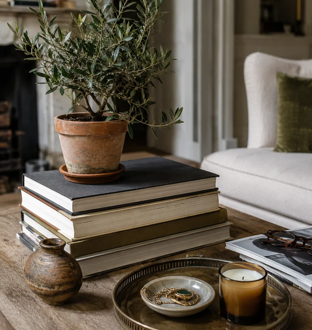 clutter coffee table in a London apartment