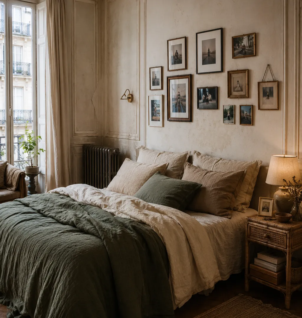 Eclectic bedroom in a historic Paris