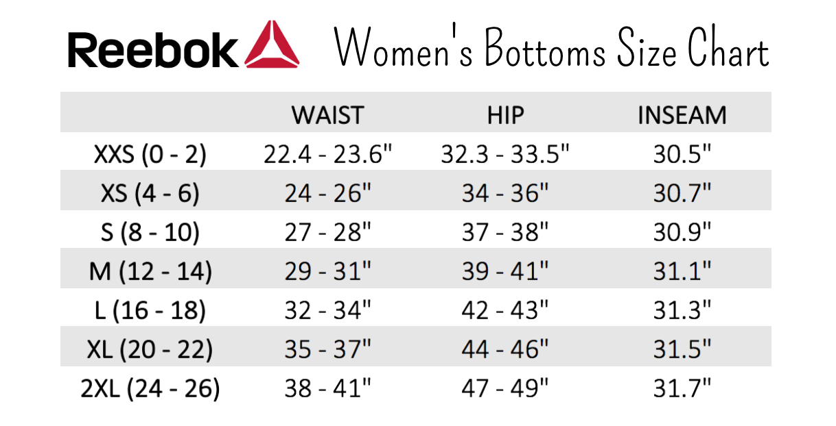 reebok size chart women's shoes cm